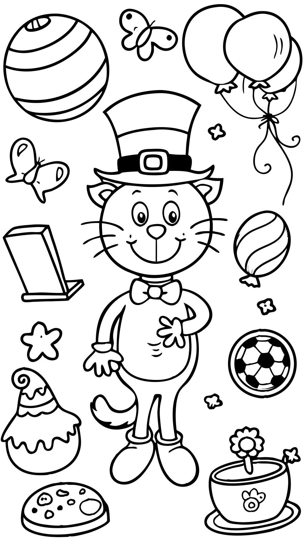 coloriages de chat dans le chapeau